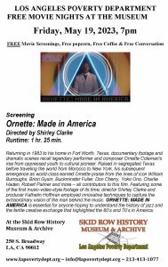 Screening Ornette: Made in America @ Skid Row History Musuem & Archive